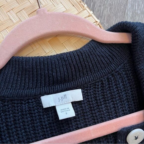 J. Jill navy blue collared button down knit cardigan women’s size S - Picture 2 of 6